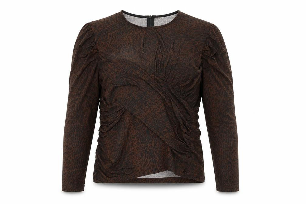 Front view of & Other Stories Women's Brown Animal Print Top, size 12