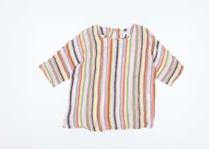 Warehouse Women's Multicoloured Striped T-Shirt, Size 6