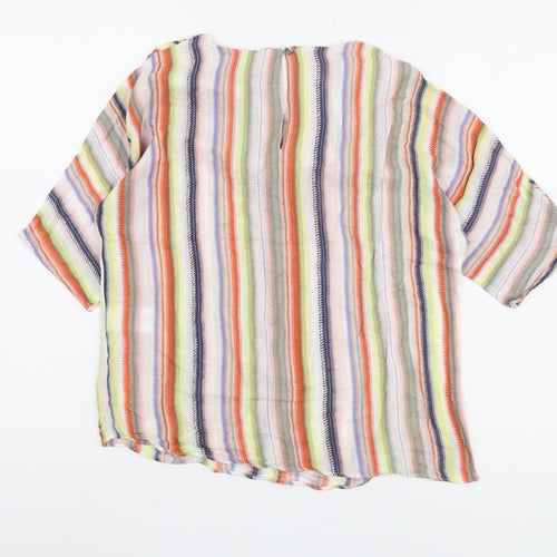 Warehouse Women's Multicoloured Striped T-Shirt, Size 6