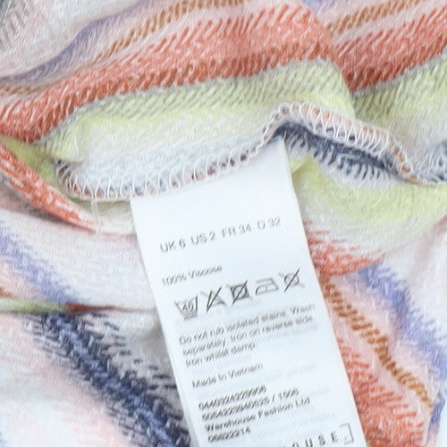 Warehouse Women's Multicoloured Striped T-Shirt, Size 6
