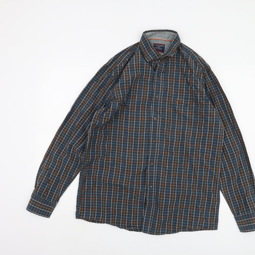 Casa Moda Men's Blue M 39-40" Long Sleeve Checkered Shirt