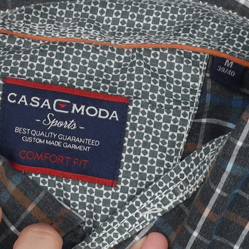 Casa Moda Men's Blue M 39-40" Long Sleeve Checkered Shirt