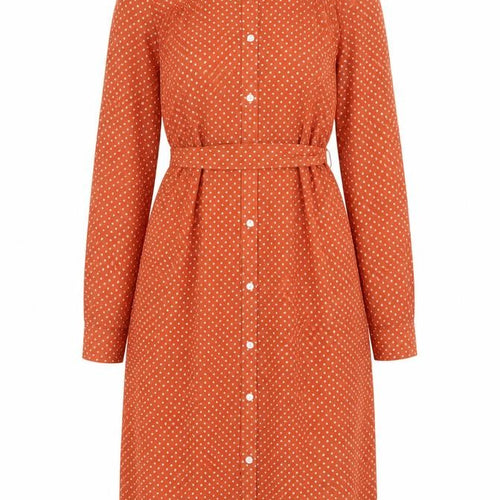 Justhype Women's Orange Polka Dot Shirt Dress Size 10