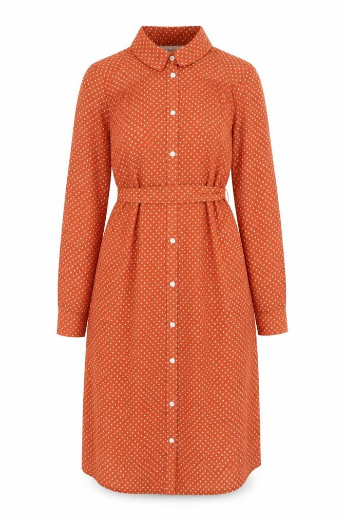 Justhype Women's Orange Polka Dot Shirt Dress Size 10