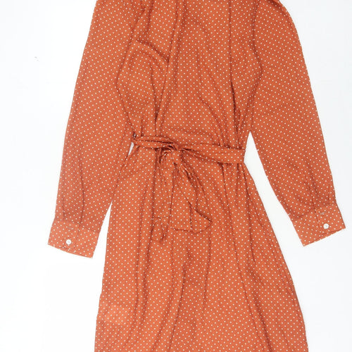 Justhype Women's Orange Polka Dot Shirt Dress Size 10