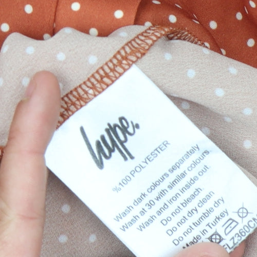Justhype Women's Orange Polka Dot Shirt Dress Size 10