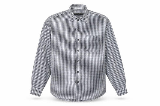 Front view of Dickens & Browne Men's Blue Check Long Sleeve Shirt