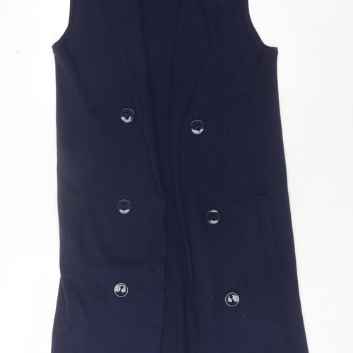 Warehouse Women's Blue Knit Open Front Vest Jumper S