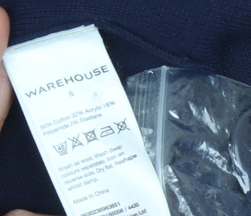 Warehouse Women's Blue Knit Open Front Vest Jumper S