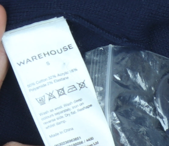 Warehouse Women's Blue Knit Open Front Vest Jumper S