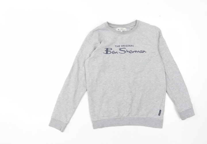 Ben Sherman Boys Grey Pullover Sweatshirt, Logo, 10-11 Years