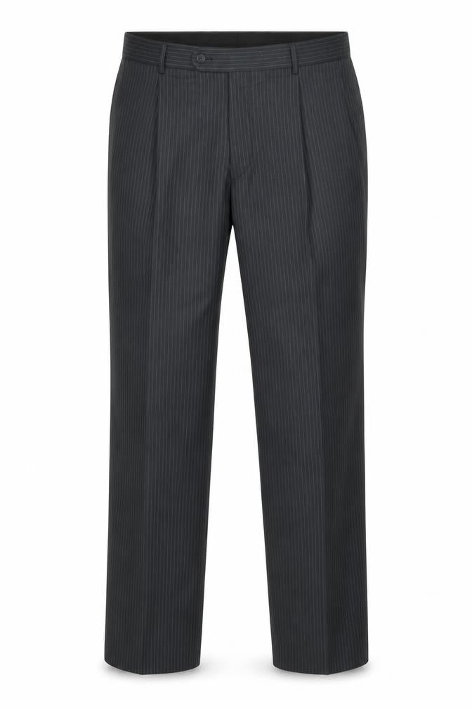 Front view of Burton Black Men's Striped Trousers, size 34