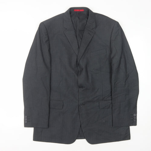 Burton Men's Grey Striped Blazer 42R Regular Fit