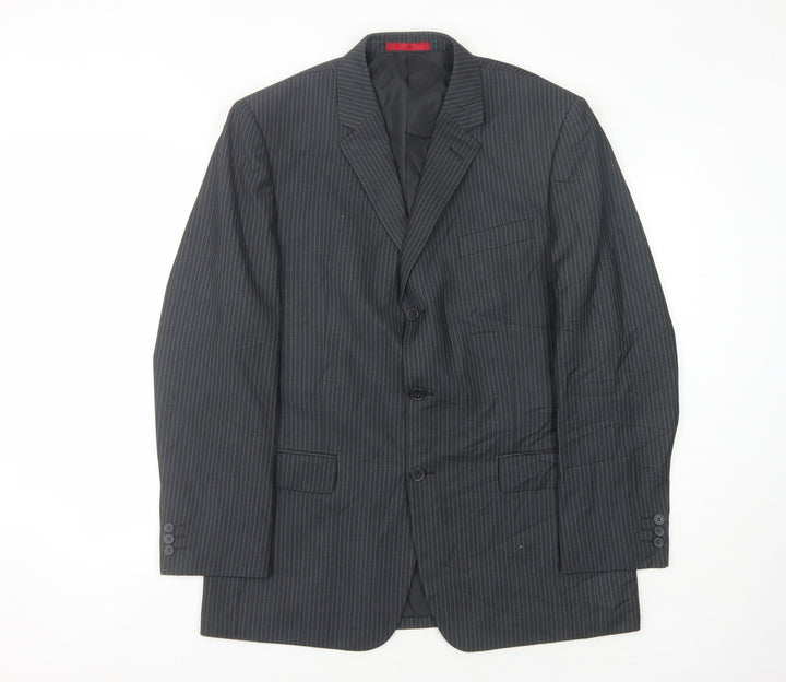 Burton Men's Grey Striped Blazer 42R Regular Fit