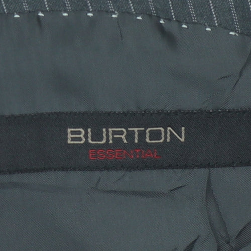 Burton Men's Grey Striped Blazer 42R Regular Fit
