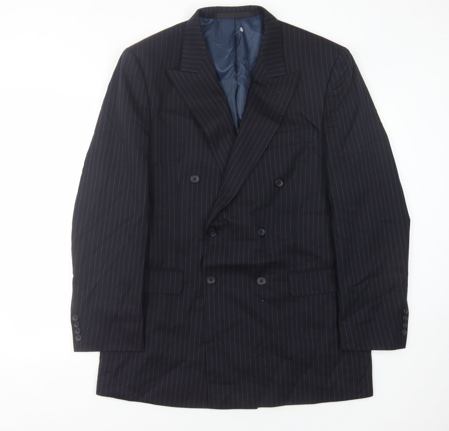 Marks and Spencer Men's Blue Striped Wool Blazer 40L