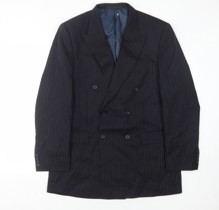 Marks and Spencer Men's Blue Striped Wool Blazer 40L