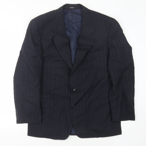 DAKS Men's Blue Striped Suit Jacket Size 40S