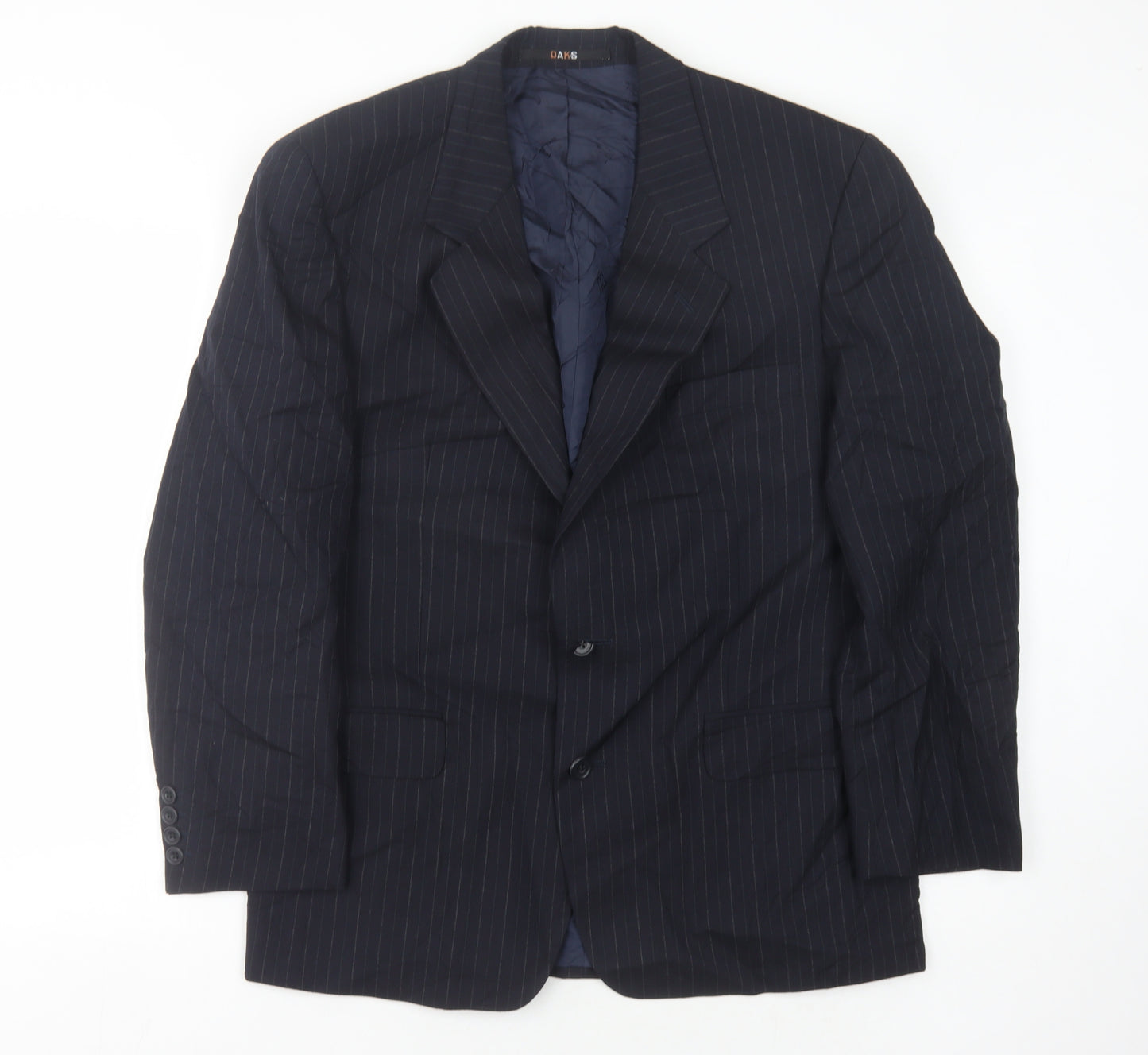 DAKS Men's Blue Striped Suit Jacket Size 40S