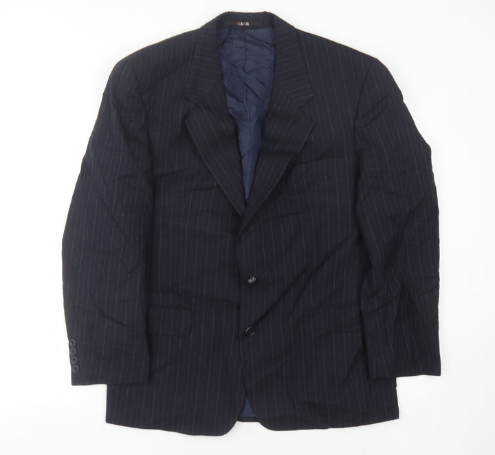 DAKS Men's Blue Striped Suit Jacket Size 40S