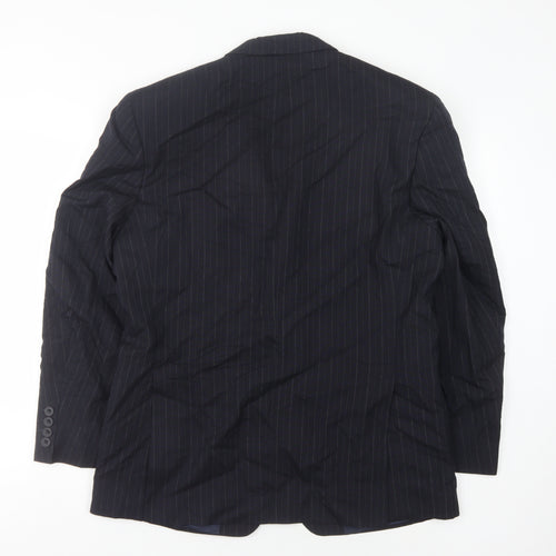 DAKS Men's Blue Striped Suit Jacket Size 40S