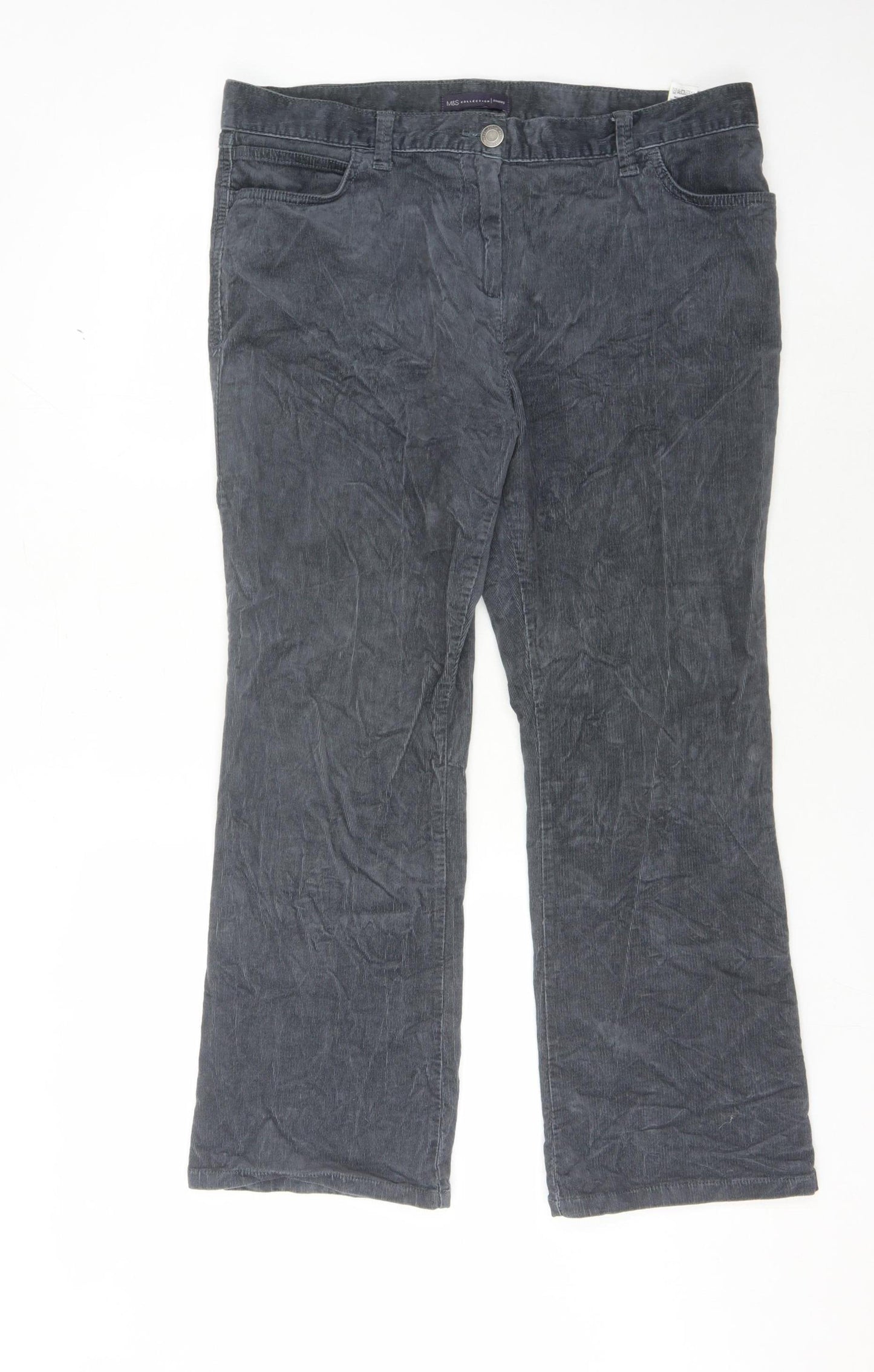Marks and Spencer Women's Blue Corduroy Trousers Size 16
