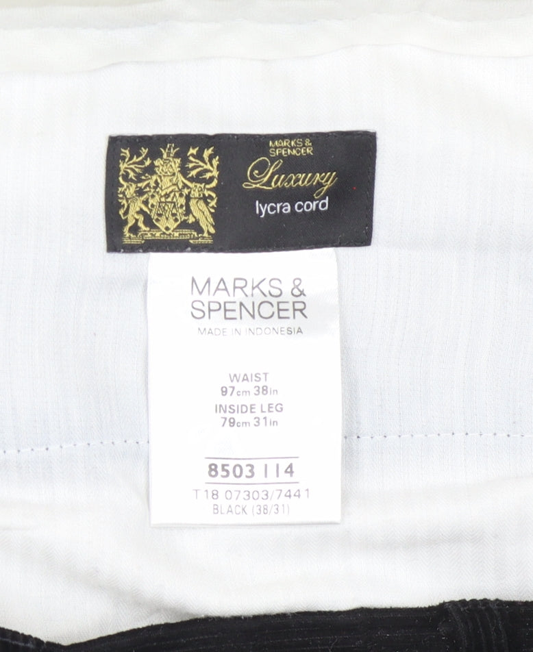 Marks and Spencer Men's Black Corduroy Trousers 38