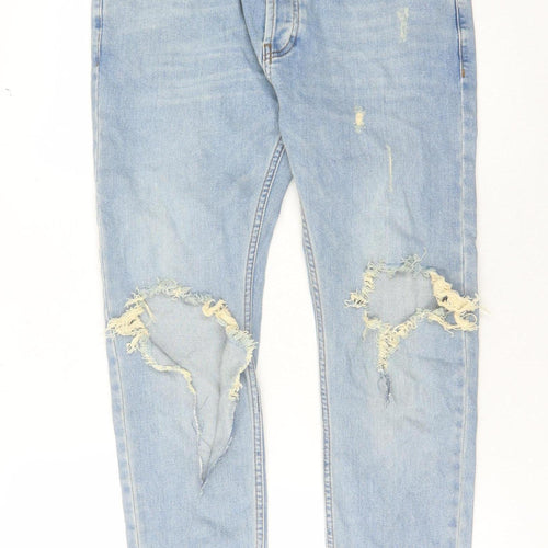 Topman Men's Blue Skinny Jeans Size 34 Distressed