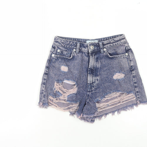 New Look Women's Blue Denim High-Rise Cut-Off Shorts
