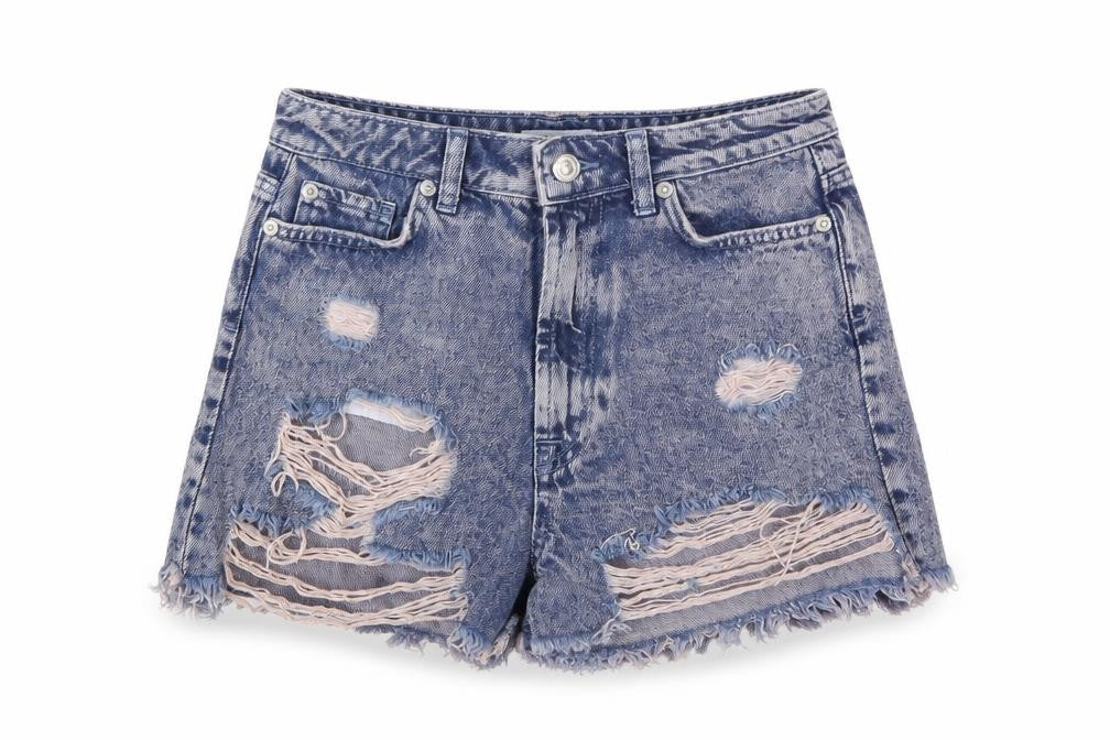 New Look Women's Blue Denim High-Rise Cut-Off Shorts
