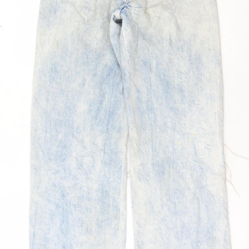 Bershka Women's Blue Boyfriend Distressed Jeans Size 8