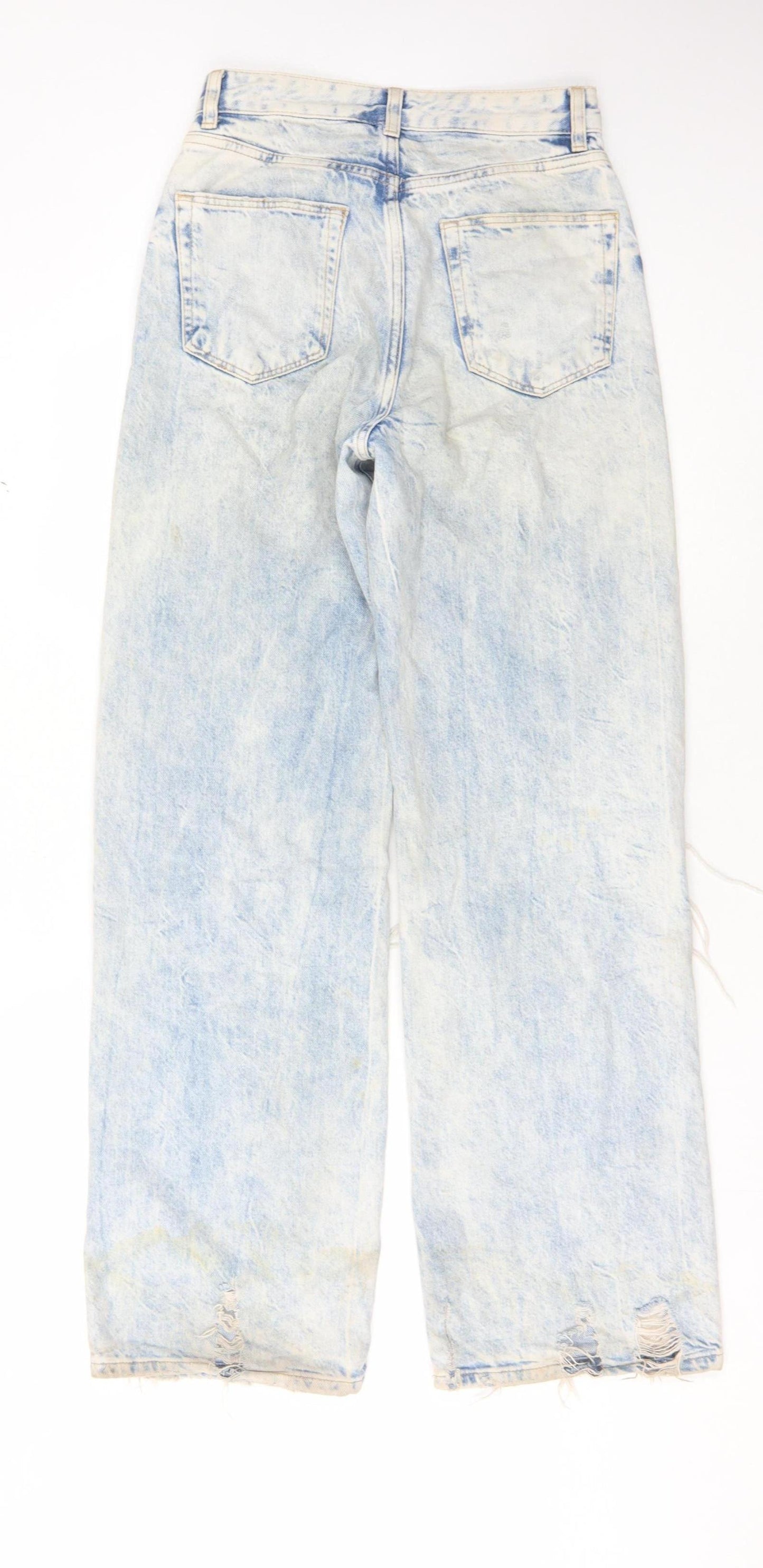 Bershka Women's Blue Boyfriend Distressed Jeans Size 8