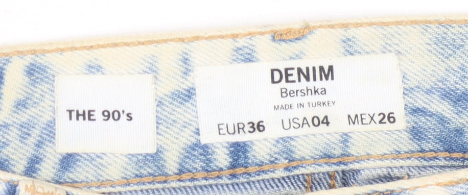 Bershka Women's Blue Boyfriend Distressed Jeans Size 8