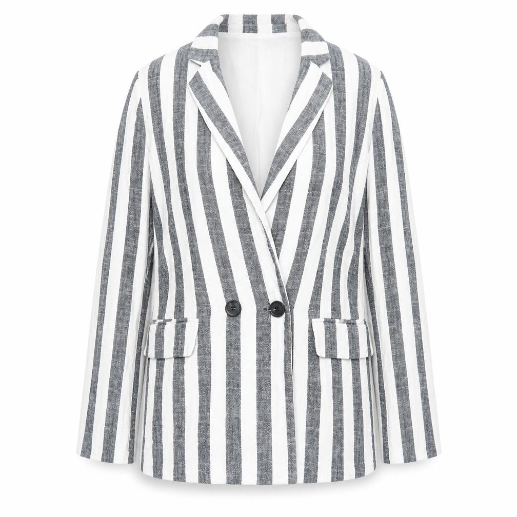 Front view of Bershka Women's Multicoloured Striped Blazer S