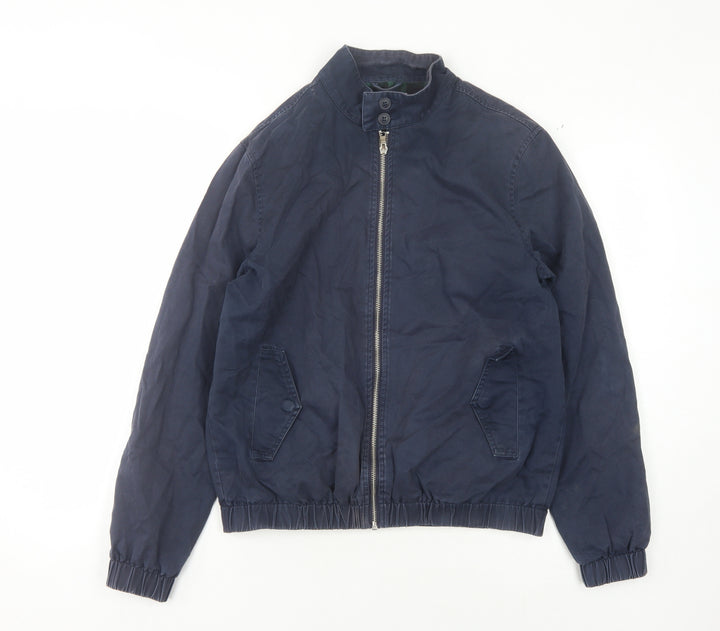 Topman Men's Basic Blue Jacket, Size S, Stand-Up Collar