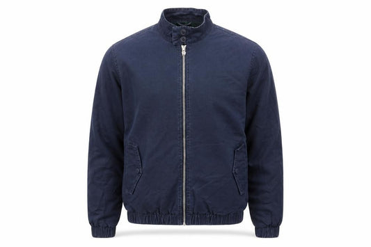 Front view of Topman Men's Basic Blue Jacket, size S, Stand-Up Collar