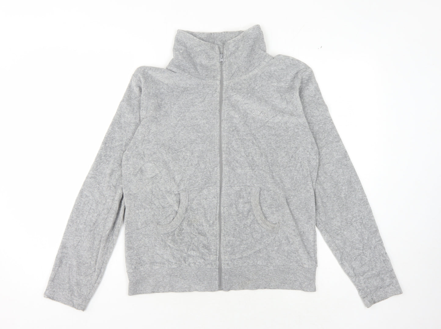 Clobbaustin Grey Women's Sweatshirt Size 12-14 Zip High Neck