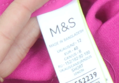Marks and Spencer Women's Pink Straight Trousers Size 12