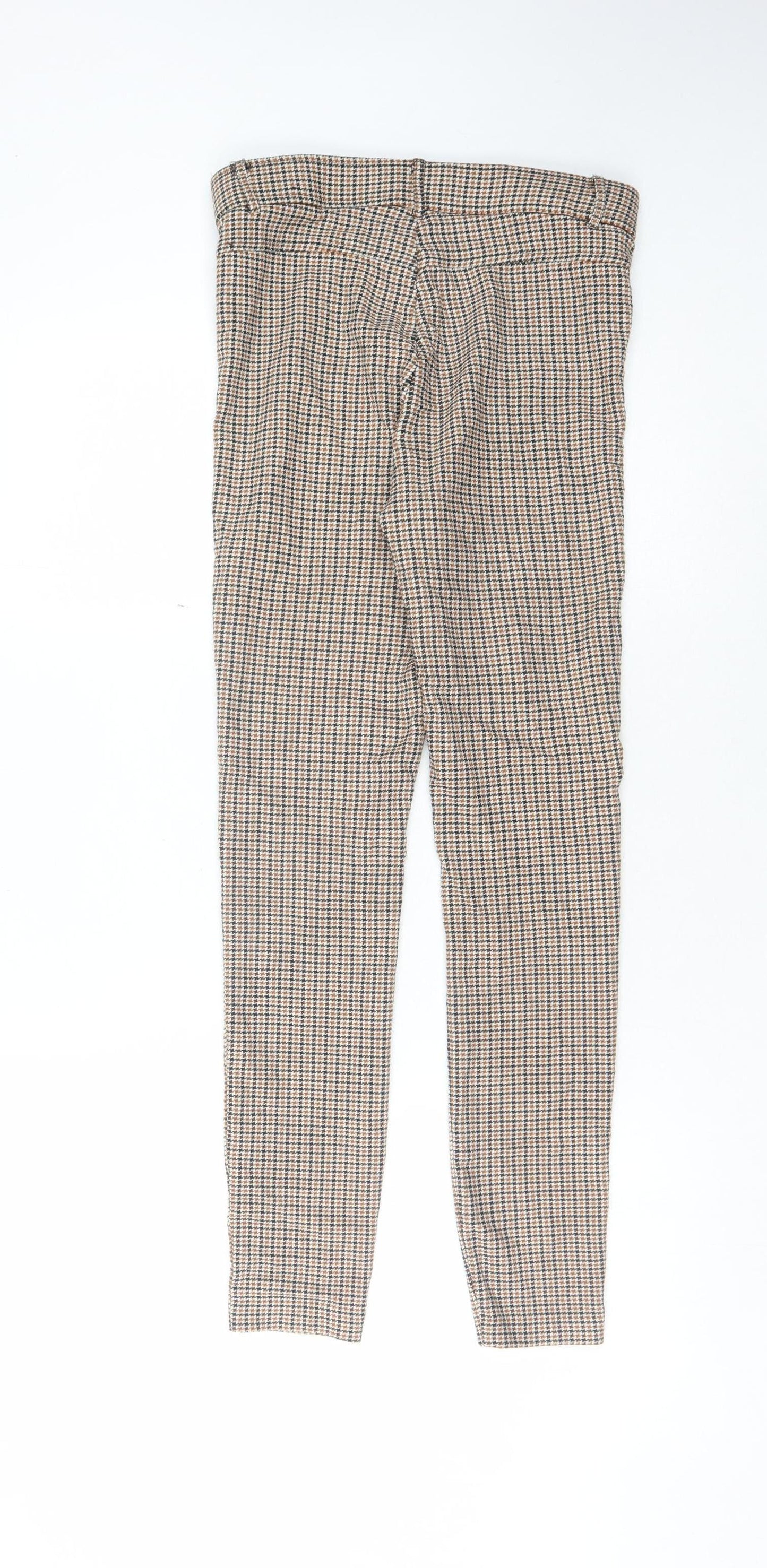 ZARA Women's Multicoloured Check Slim Trousers M