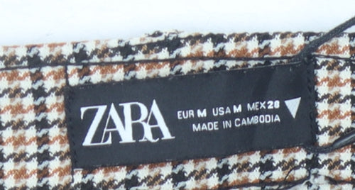 ZARA Women's Multicoloured Check Slim Trousers M