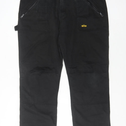 Site Men's Black Cargo Trousers, 40W, Workwear
