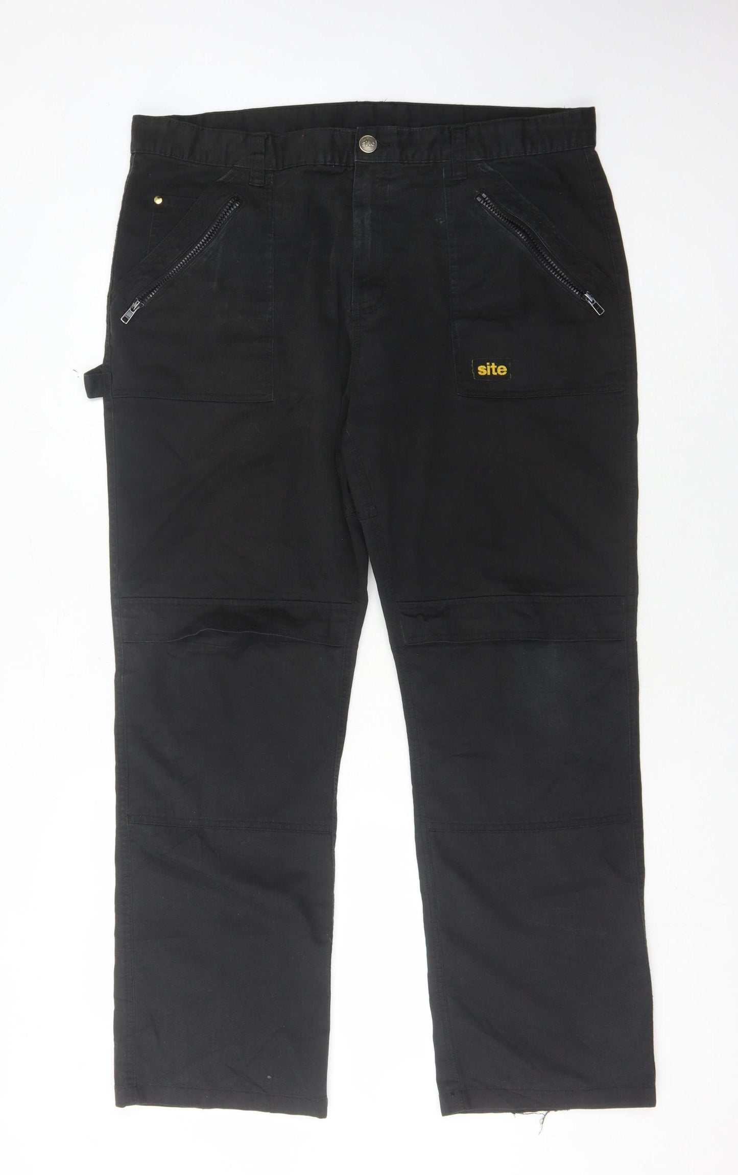 Site Men's Black Cargo Trousers, 40W, Workwear