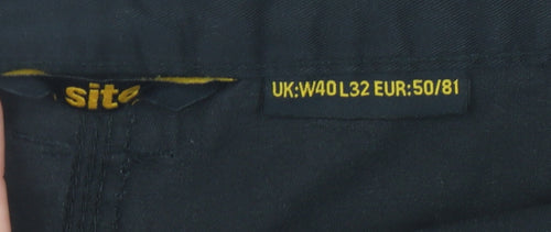 Site Men's Black Cargo Trousers, 40W, Workwear