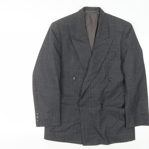 Principles Men's Grey Check Wool Double-Breasted Jacket 36S