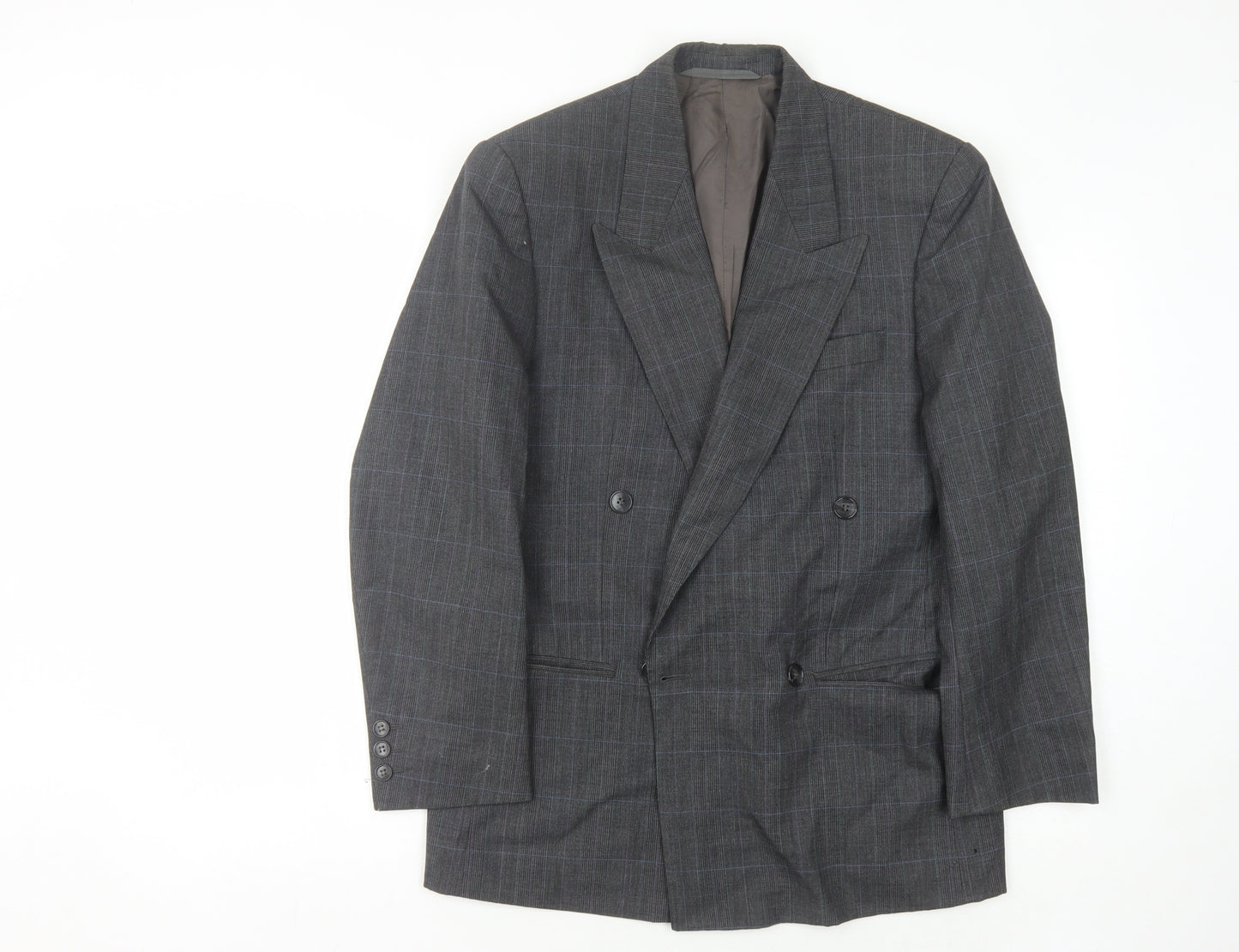 Principles Men's Grey Check Wool Double-Breasted Jacket 36S