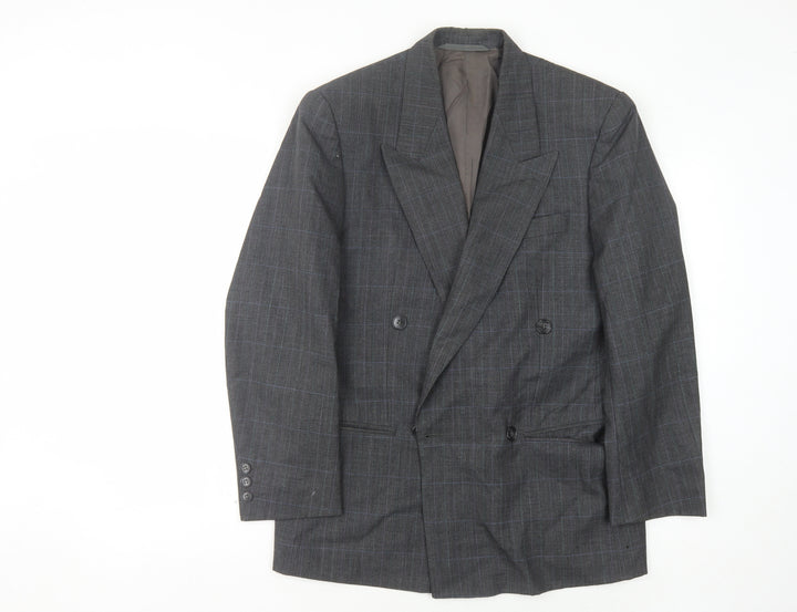 Principles Men's Grey Check Wool Double-Breasted Jacket 36S