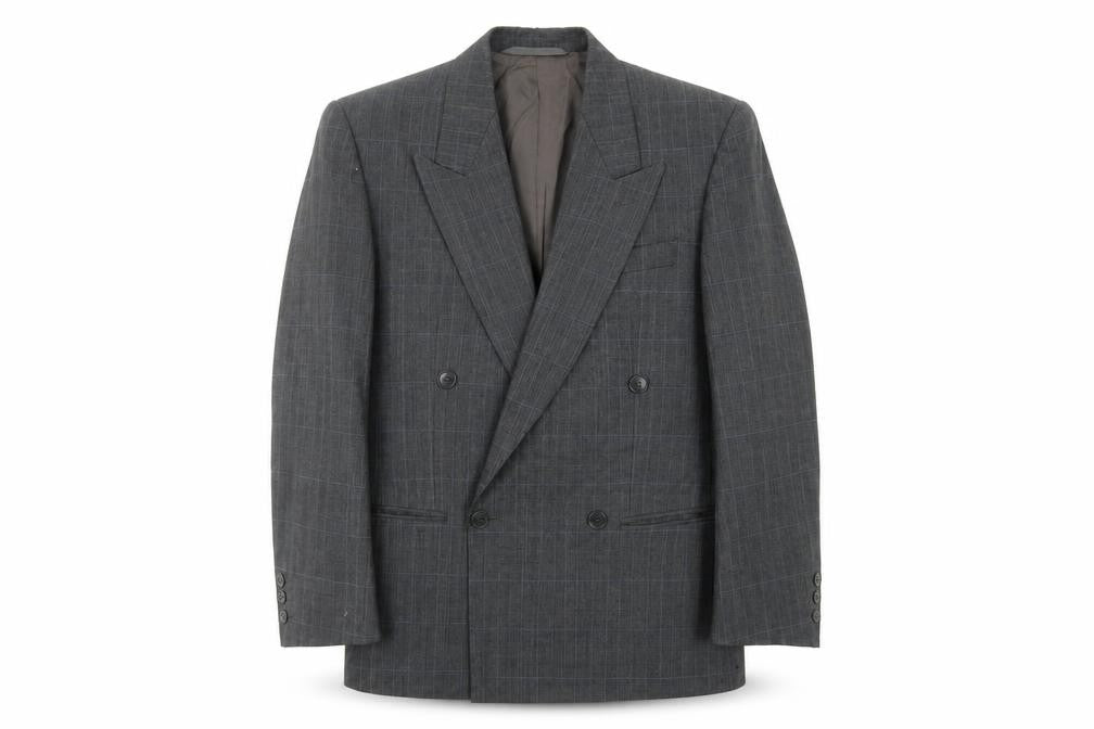 Front view of Principles Men's Grey Check Wool Double-Breasted Jacket 36S
