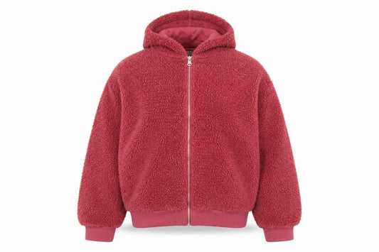 Front view of Topshop Women's Red Hooded Full Zip Jacket, size 10