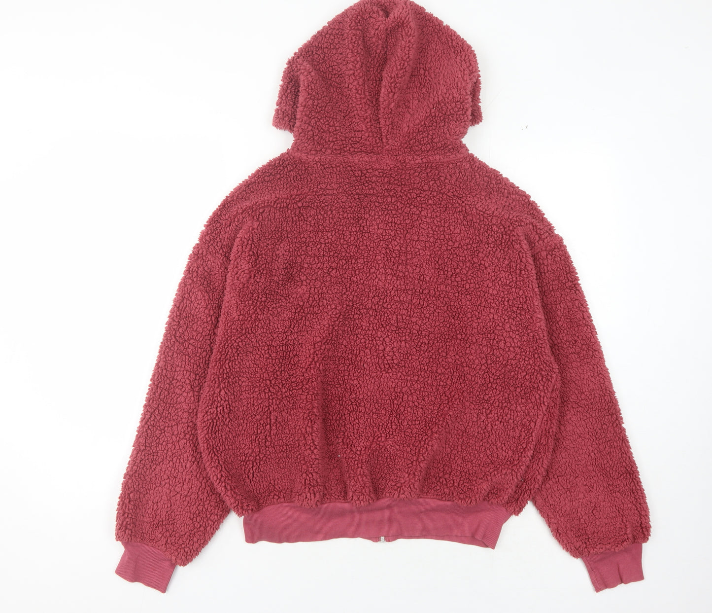 Topshop Women's Red Hooded Full Zip Jacket Size 10