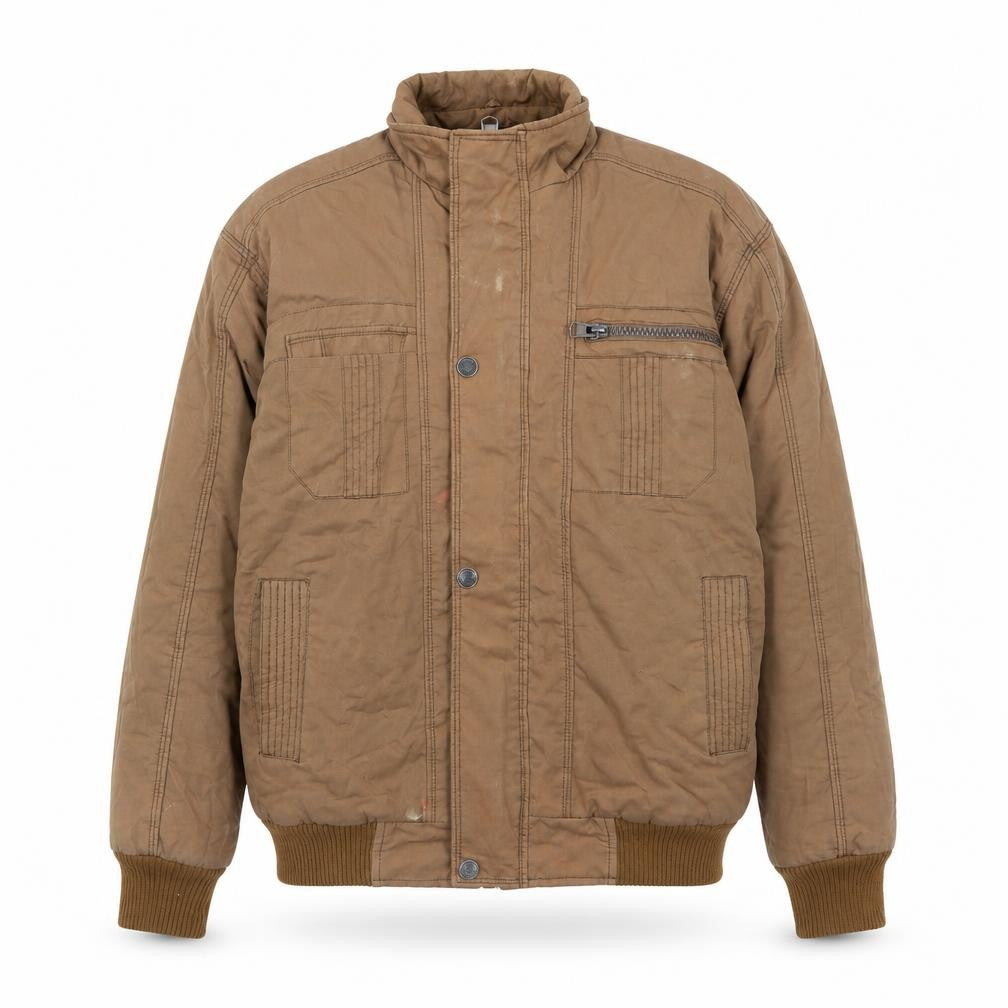 Front view of Confate Men's Brown Bomber Jacket L Casual